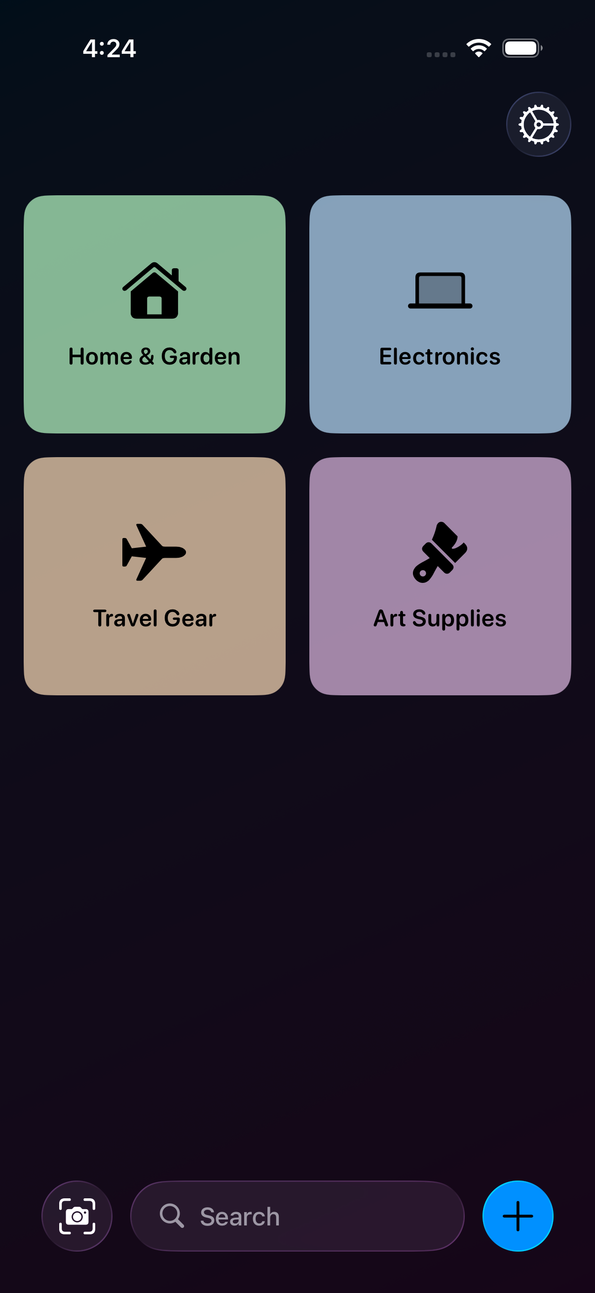 BOXY App Preview showing box organization interface in dark mode